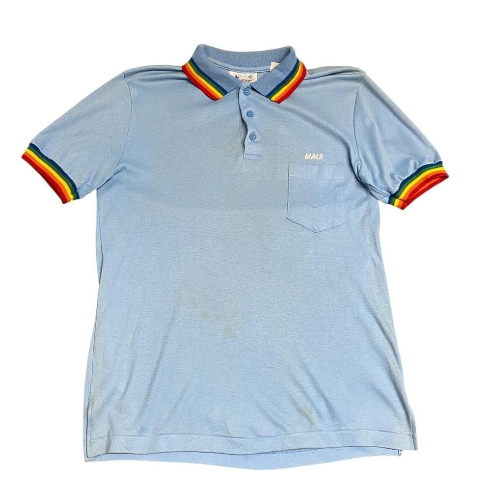 Vintage Royal Pacific Maui Rainbow Trim Polo Shirt